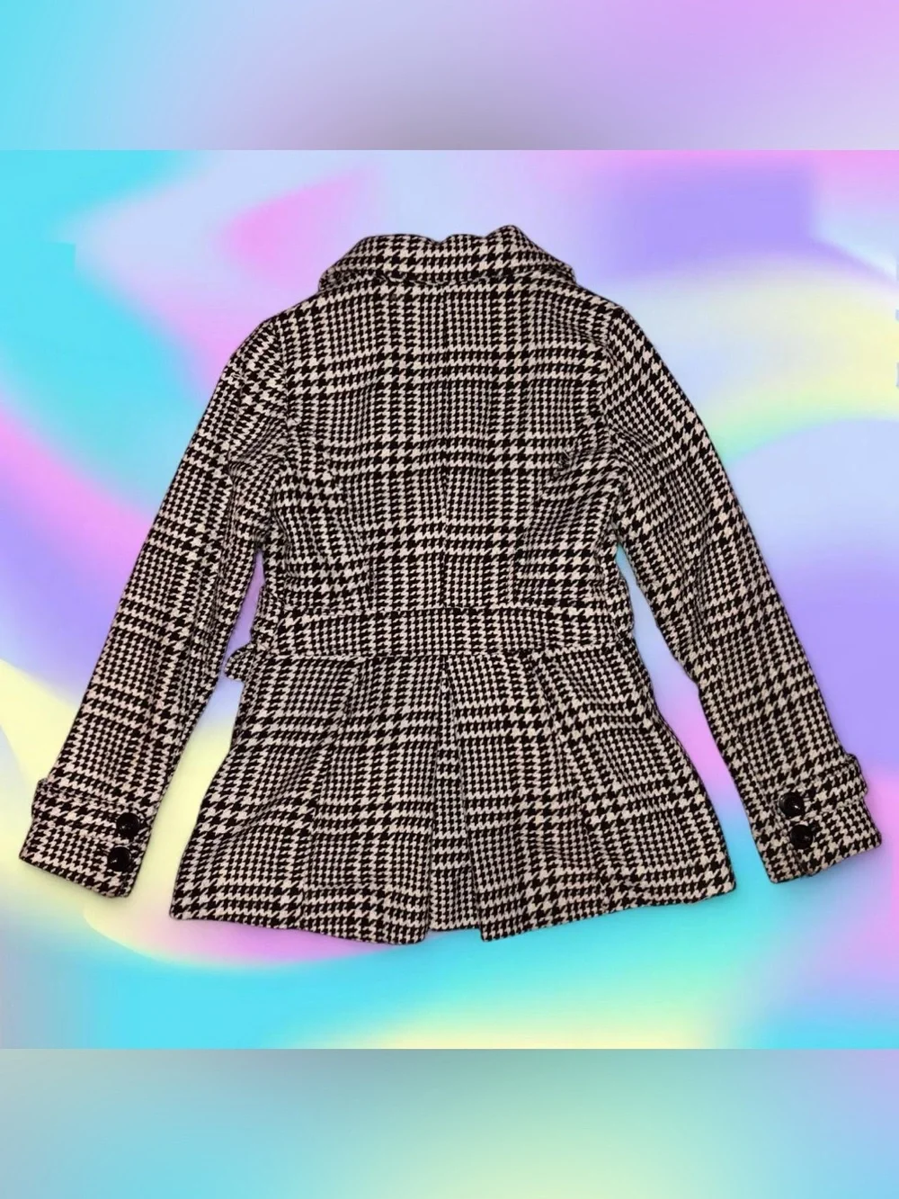 vtg y2k houndstooth conductor coat - candie’s, sz md, can fit sm
